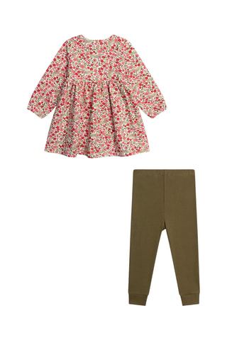 Jurk en Legging - Kaki en Ecru