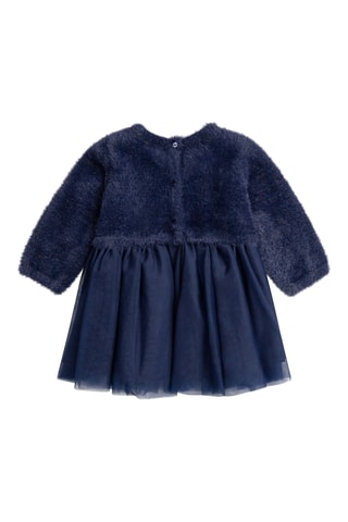 Jurk van 2 materialen - Marineblauw