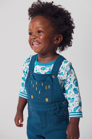 T-shirt - Ecru en Blauw