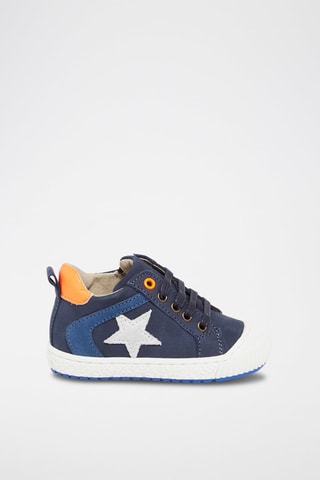 Hoge Leren Sneakers Marineblauw