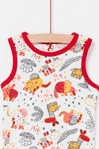 Rompertje met decoratieve print.  Ecru