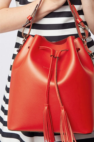 Mala bucket de couro Jila - Vermelho