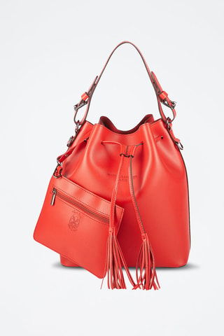 Mala bucket de couro Jila - Vermelho