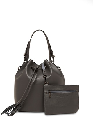 Mala bucket em couro e pochete Jila - Cinzento-escuro