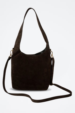 Sac porté épaule en nubuck Clison - Marron foncé