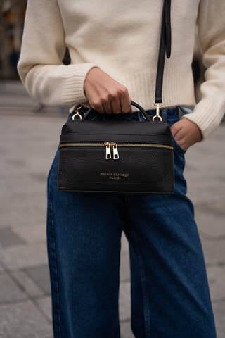 Sac à main en cuir Grand Simos - Noir