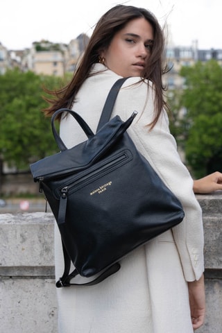 Mochila de couro Vale - Preto