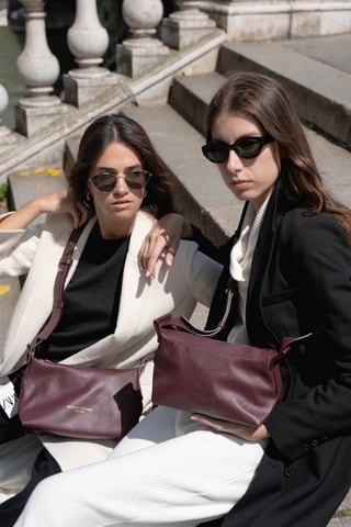 Sac bandoulière en cuir Mini July - Bordeaux