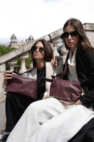 Sac bandoulière en cuir Mini July - Bordeaux
