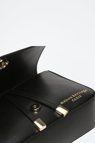 Mala a tiracolo de couro Aela Box - Preto