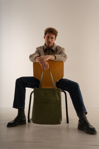 Tote bag de couro Enzo - Verde