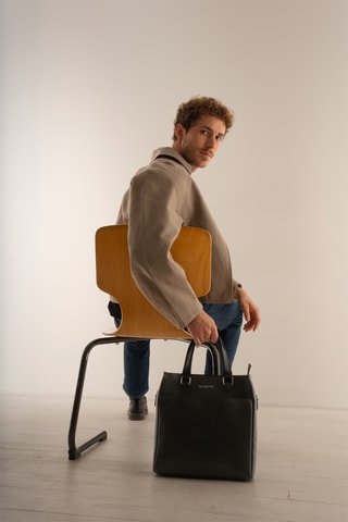 Tote bag de couro Ethan - Preto