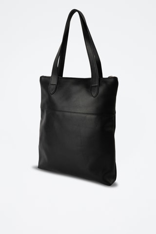 Tote bag de couro Enzo - Preto