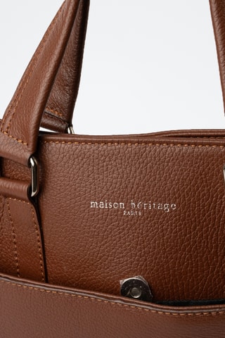 Tote bag de couro Ethan - Castanho