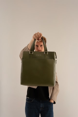 Tote bag de couro Ethan - Verde