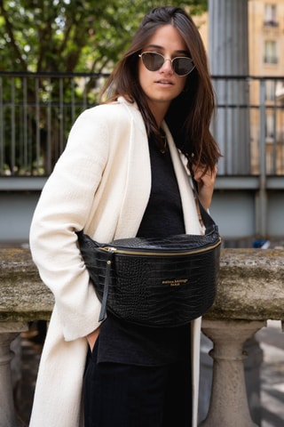 Bolsa de cintura de couro Rachel - Preto
