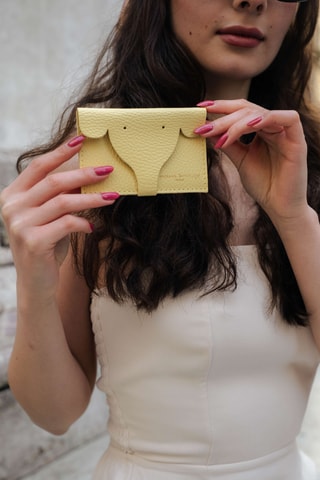 Porta-cartões de couro Adela - Amarelo