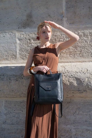 Sac à dos en cuir Fiori - Noir
