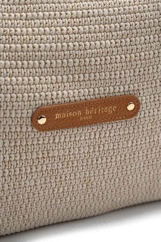 Sac porté épaule en cuir et osier Aya - Camel