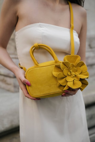 Porta-chaves em nobuck Lini - Amarelo