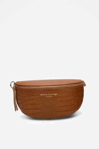 Bolsa de cintura de couro Kimi Croco - Camel