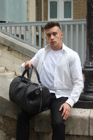 Saco de viagem em couro Mini week - Preto
