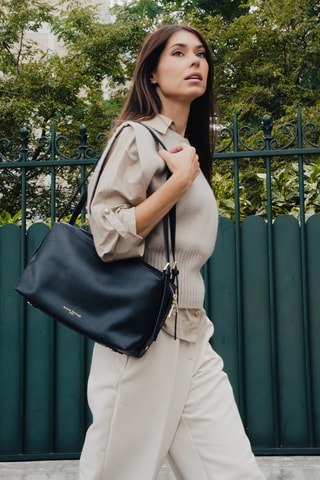 Sac porté épaule en cuir Toki - Noir