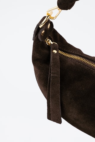 Sac porté épaule en nubuck  - Marron