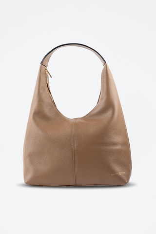 Sac porté épaule en cuir  - Taupe