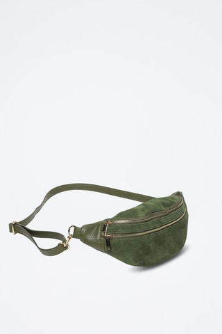 Bolsa de cintura de couro Mouki - Verde e dourado