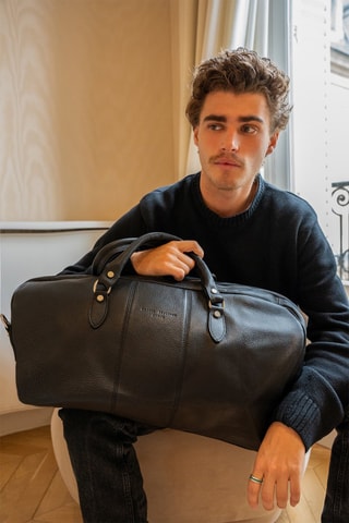 Saco de viagem de couro Week - Preto