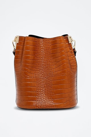 Mala bucket em couro Bruna - Camel