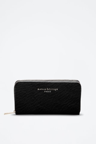 Carteira comprida de couro Pely Box - Preto