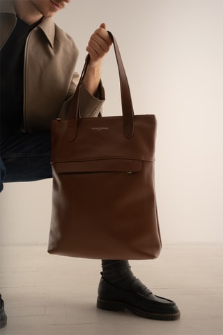 Tote bag de couro Enzo - Castanho