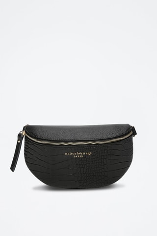 Bolsa de cintura de couro Kimi Croco - Preto