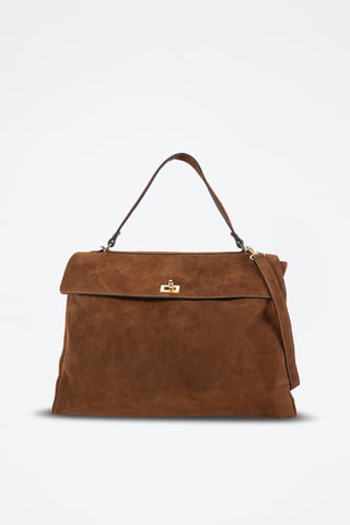 Sac porté épaule en nubuck  - Marron