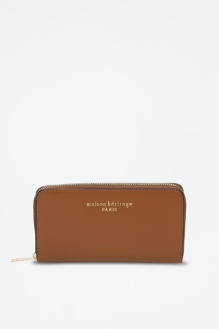 Carteira comprida de couro Pely Box - Camel