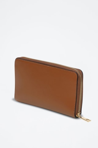 Carteira comprida de couro Pely Box - Camel