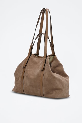 Mala shopper de couro Malta Suede - Toupeira