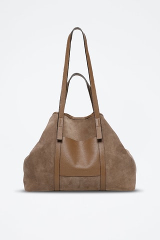 Mala shopper de couro Malta Suede - Toupeira