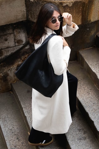 Mala shopper de couro Perle - Preto