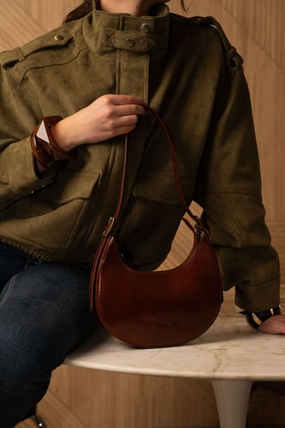 Sac porté épaule en cuir Jessie - Marron