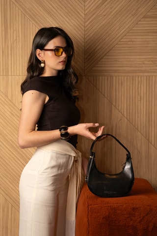 Sac à main en cuir Amanda - Noir