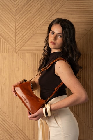 Sac porté épaule en cuir Ezra - Camel