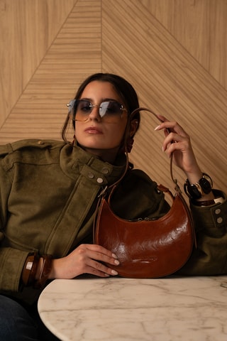 Sac porté épaule en cuir Jessie - Camel