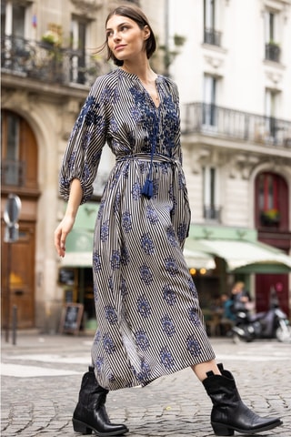 Vestido comprido Parisian Chic - Azul