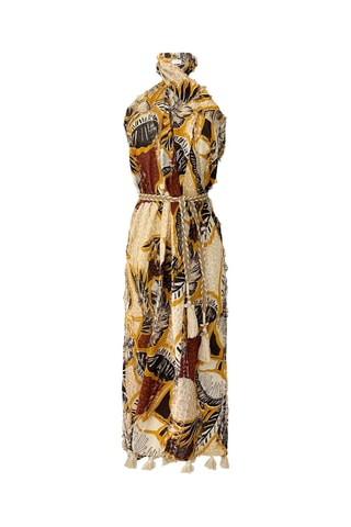 Vestido comprido - Bege e castanho - Branco, bege e castanho