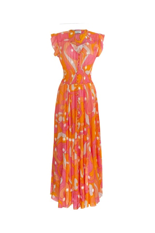Vestido comprido - Rosa e laranja - Laranja e rosa
