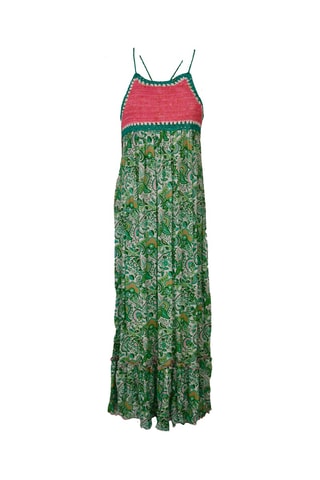 Vestido comprido Sorbet - Verde - Branco, verde e rosa