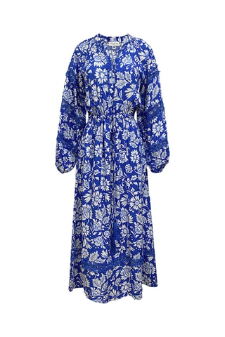 Vestido comprido Morgane - Azul - Branco e azul